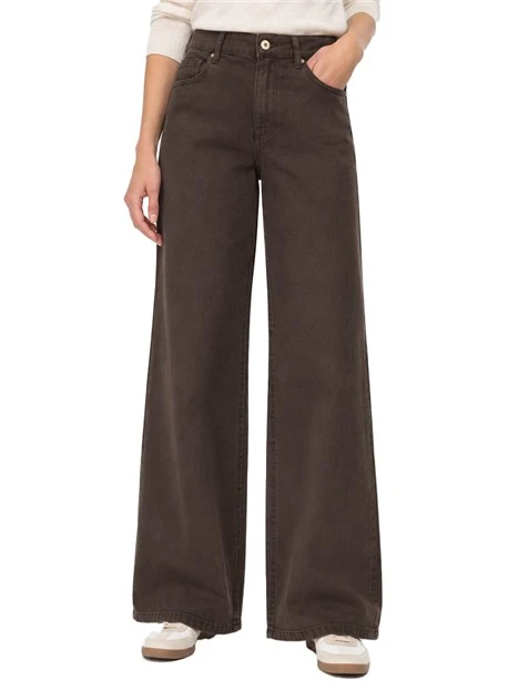 PANTALONI PALAZZO WIDE LEG IN COTONE DONNA MARRONE