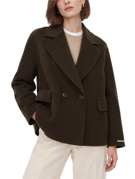 CAPPOTTO CORTO DOPPIOPETTO AMPIO IN MISTO LANA DONNA MARRONE