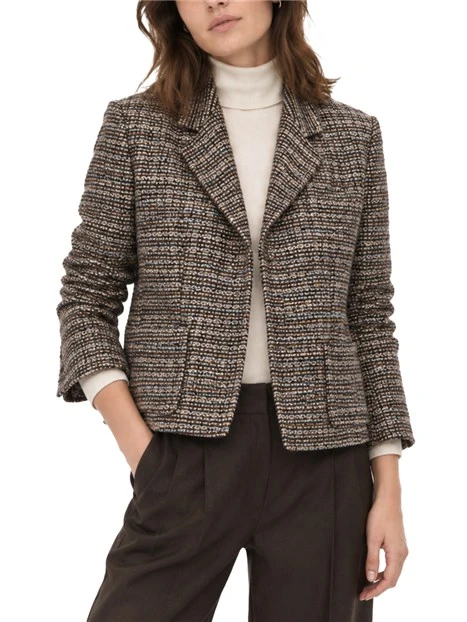 BLAZER SEMIADERENTE IN STOUIA TWEED DONNA MARRONE