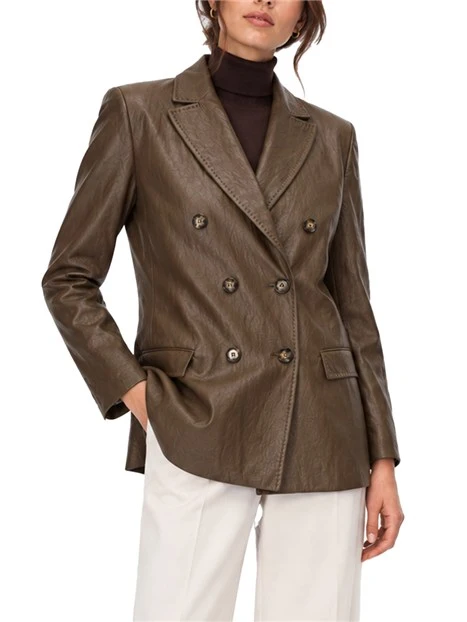 GIACCA IN ECO PELLE IN TESSUTO SPALMATO DONNA MARRONE