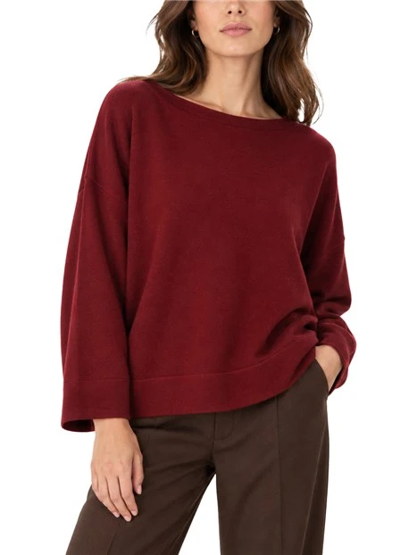 MAGLIA GIROCOLLO MORBIDA IN PURA LANA EXTRAFINE DONNA BORDEAUX