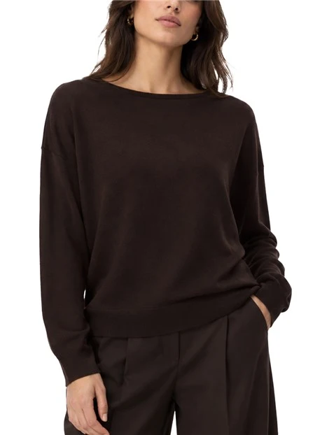 MAGLIA GIROCOLLO MORBIDA IN PURA LANA EXTRAFINE  DONNA MARRONE