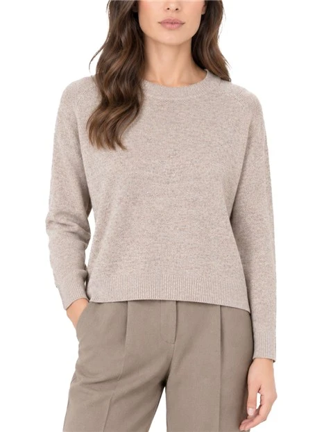 MAGLIA GIROCOLLO IN MISTO LANA E CASHMERE BORDEAUX DONNA