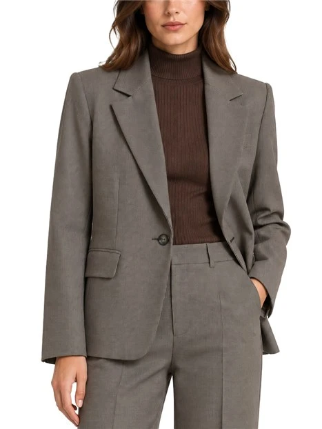 BLAZER ADERENTE IN TESSUTO STRETCH DONNA MARRONE