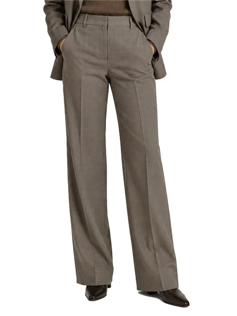 PANTALONI PALAZZO IN TESSUTO STRETCH DONNA MARRONE