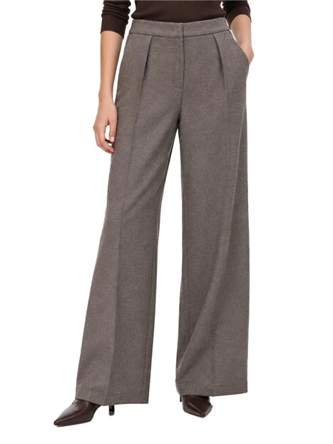 PANTALONI PALAZZO IN JERSEY CON PINCES DONNA MARRONE