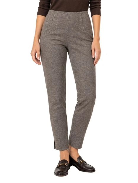 PANTALONI A SIGARETTA IN JERSEY  CON IN SERITO ELASTICO  DONNA MARRONE