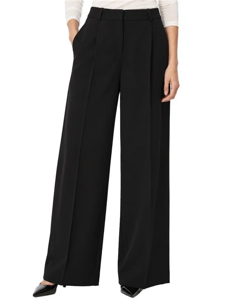 PANTALONI PALAZZO WIDE LEG IN TESSUTO FLUIDO DONNA NERO