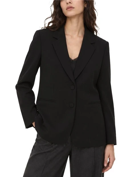 BLAZER ADERENTE IN TESSUTO FLUIDO DONNA NERO