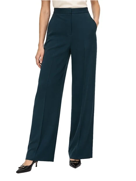 PANTALONI PALAZZO IN RASO FLUIDO DONNA PETROLIO
