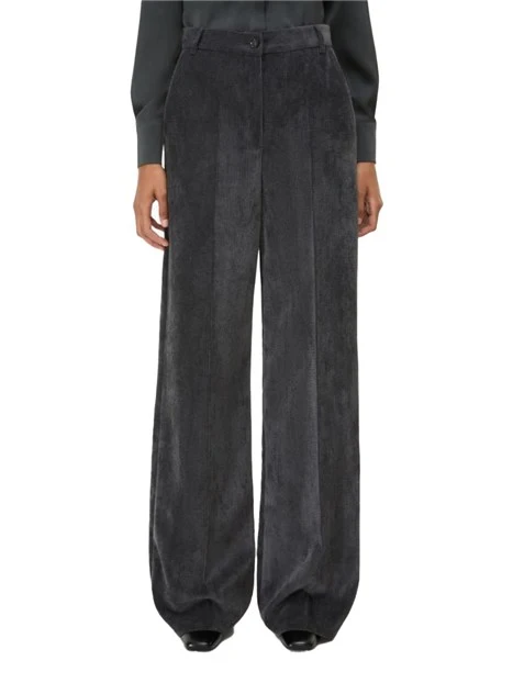 PANTALONI PALAZZO N VELLUTO FLUIDO A COSTE DONNA GRIGIO