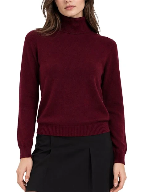 MAGLIA DOLCEVITA IN PURA LANA DONNA BORDEAUX