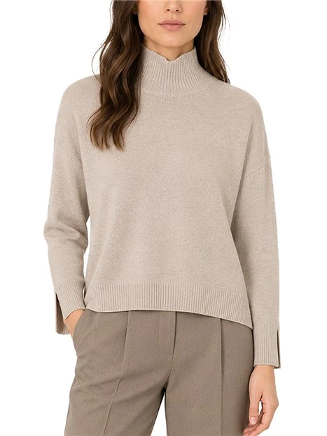 MAGLIA DOLCEVITA IN MISTO CASHMERE E LANA DONNA TORTORA