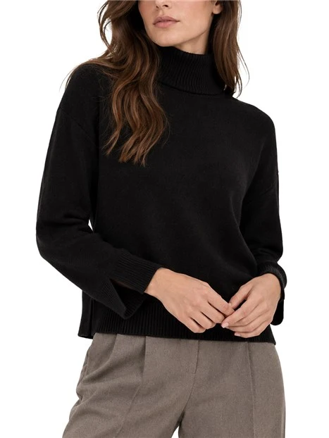 MAGLIA DOLCEVITA IN MISTO CASHMERE E LANA DONNA NERO