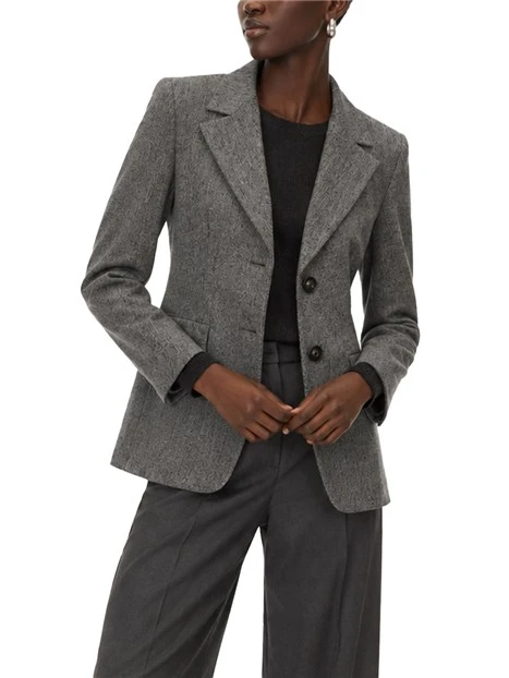 BLAZER ADERENTE IN TESSUTO STRETCH DONNA NERO