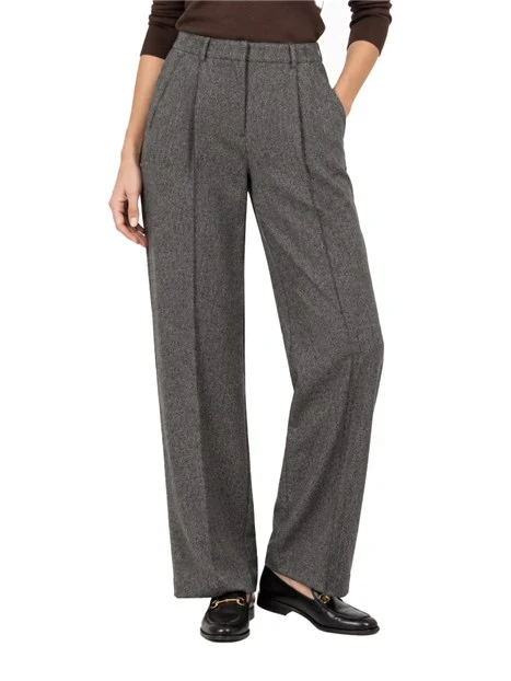 PANTALONI PALAZZO AMPI IN TESSUTO STRETCH DONNA NERO