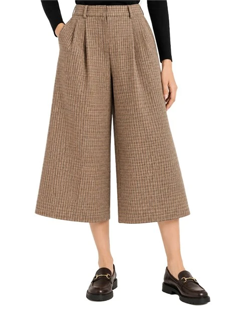 PANTALONI CROPPED AMPI CON PINCES DONNA BEIGE