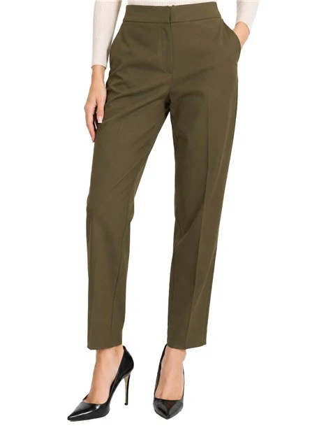 PANTALONI PALAZZO REGULAR FIT IN MISTO VISCOSA STRETCH DONNA VERDE