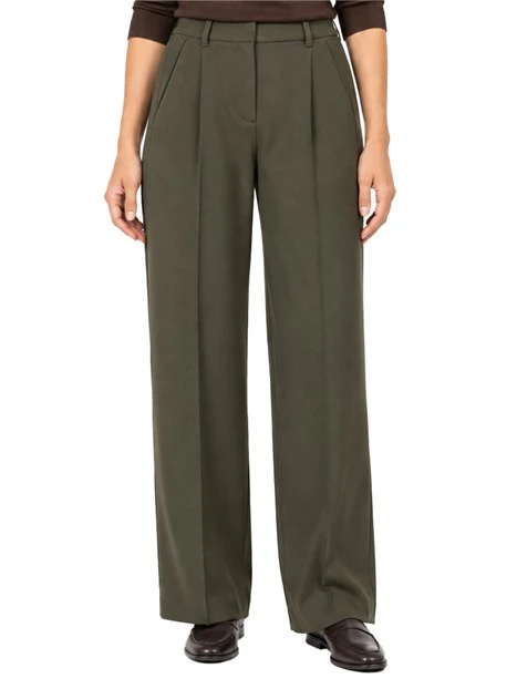 PANTALONI PALAZZO AMPI IN TESSUTO STRETCH DONNA VERDE