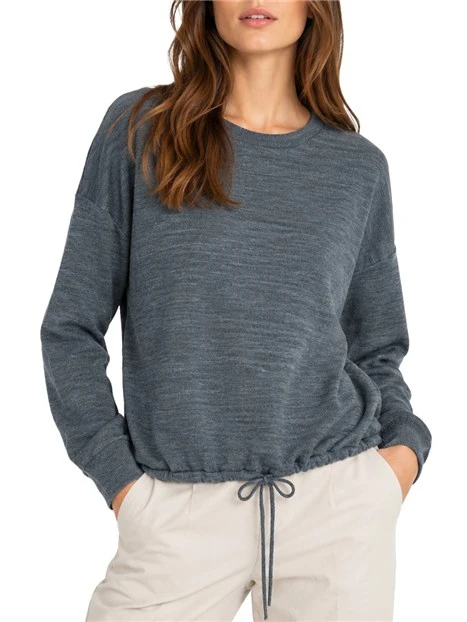 MAGLIA GIROCOLLO IN MISTO LANA CON COULISSE DONNA GRIGIO