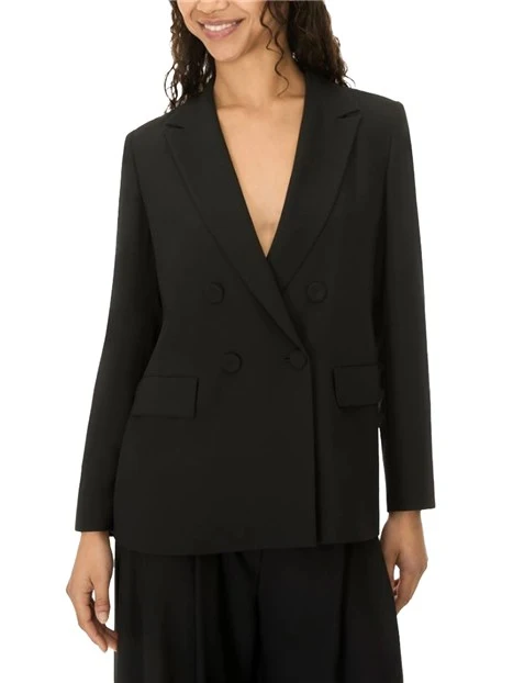 BLAZER  DOPPIOPETTO IN CRÊPE CON BOTTONI RICOPERTI DONNA NERO