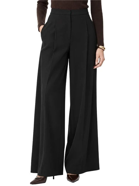 PANTALONI  PALAZZO AMPI IN CRÊPE DONNA NERO