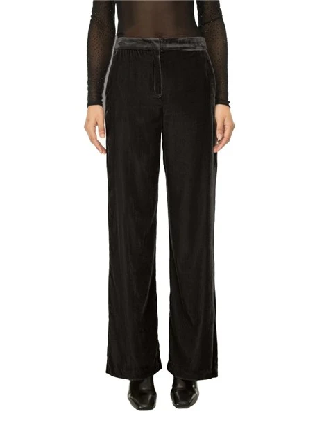 PANTALONI PALAZZO  IN VELLUTO FLUIDO DONNA NERO