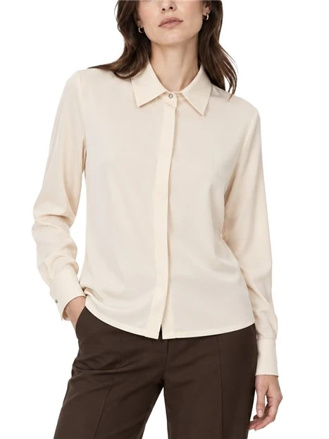 CAMICIA IN RASO CON BOTTONI GIOIELLO DONNA AVORIO