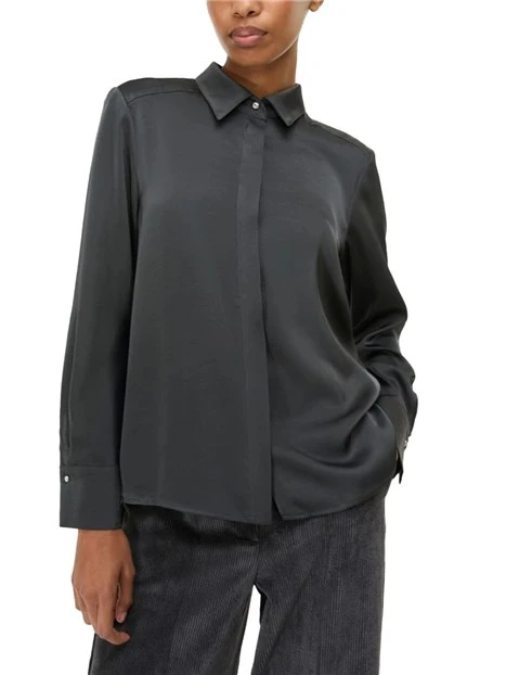 CAMICIA IN RASO CON BOTTONI GIOIELLO DONNA ANTRACITE