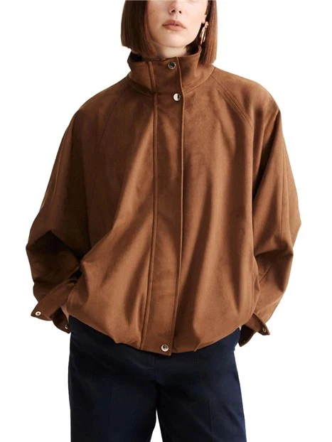 GIACCA CORTA BLOUSON IN JERSEY STRETCH DONNA MARRONE