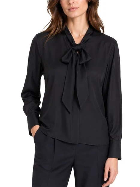 BLUSA IN SETA HABOTAI CON FUSCIACCA DONNA NERO