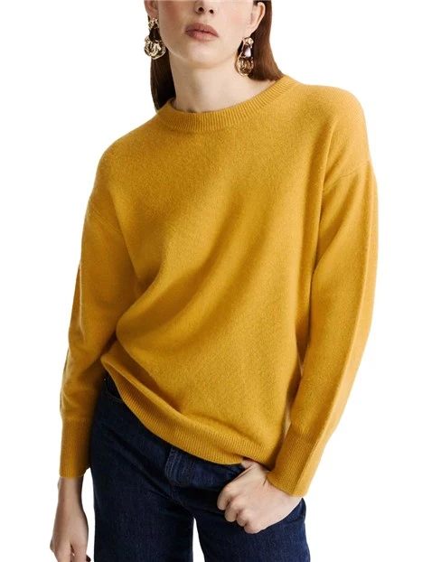 MAGLIA GIROCOLLO  IN LANA E CASHMERE CON SCIARPA RIMOVIBILE DONNA ORO