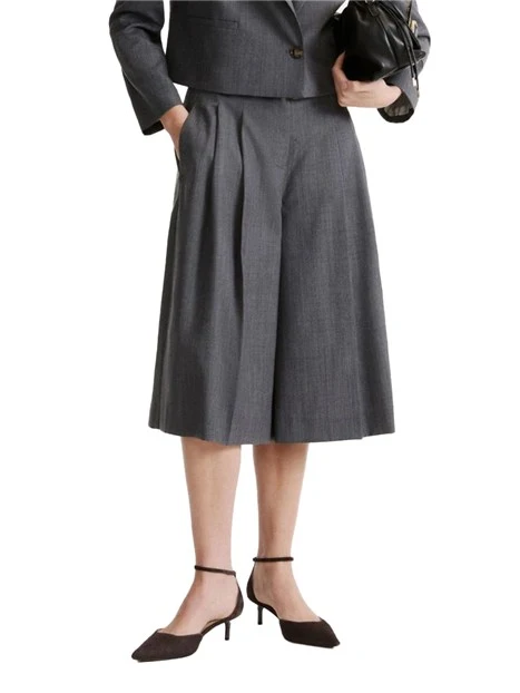 PANTALONI CROPPED IN MISTO LANA DONNA GRIGIO