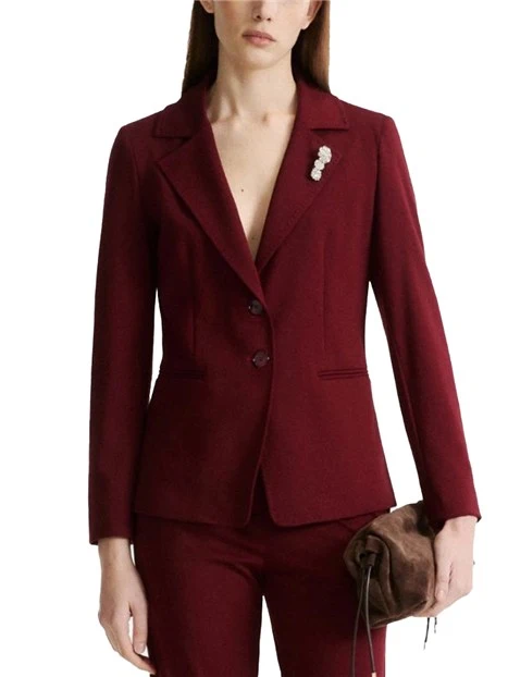 BLAZER IN JERSEY STRETCH A DUE BOTTONI DONNA BORDEAUX