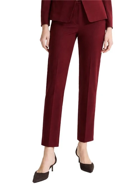 PANTALONI A SIGARETTA  IN JERSEY STRETCH CON SPACCHETTO ALLA CAVIGLIA DONNA BORDEAUX