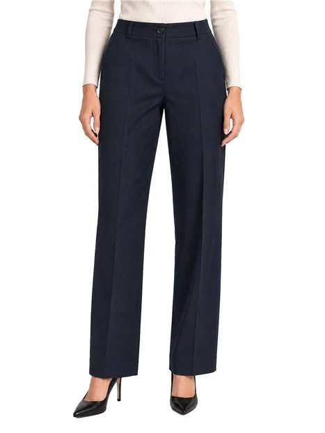 PANTALONI A SIGARETTA  IN JERSEY STRETCH CON SPACCHETTO ALLA CAVIGLIA DONNA BLU