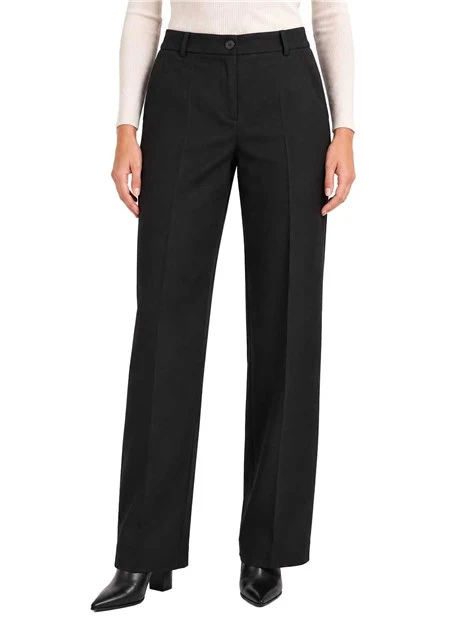 PANTALONI A SIGARETTA  IN JERSEY STRETCH CON SPACCHETTO ALLA CAVIGLIA DONNA NERO