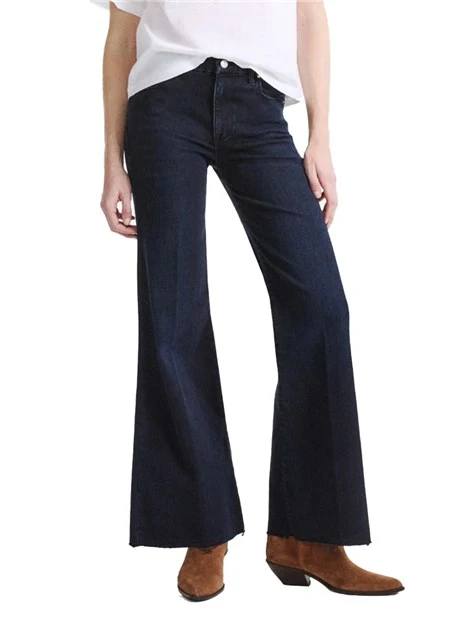 JEANS CROPPED WIDE LEG CON ORLO A VIVO DONNA BLU SCURO