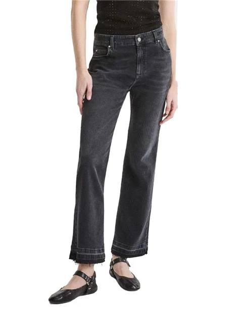 JEANS A ZAMPA CON FONDO SFRANGIATO DONNA NERO