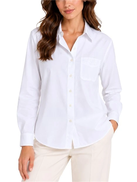 CAMICIA CON TASCHINO RICAMATO DONNA BIANCO