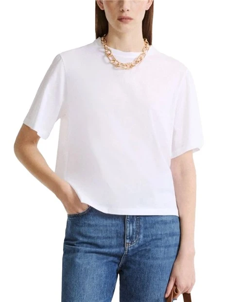 T-SHIRT MANICA CORTA IN COTONE  TAGLIO BOXY DONNA BIANCO