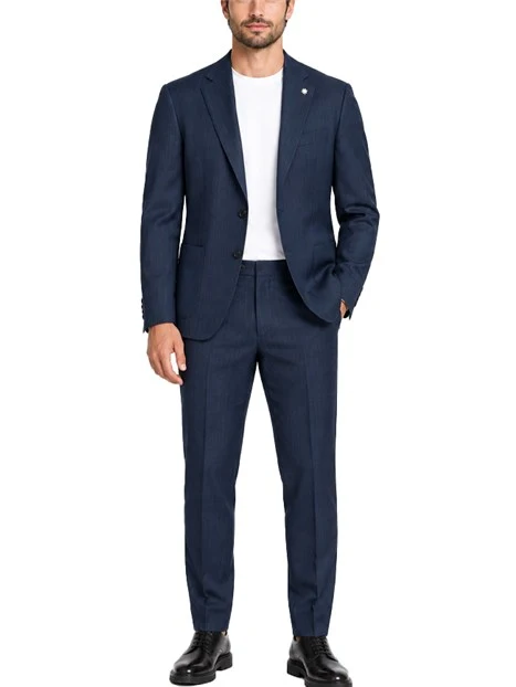 COMPLETO GESSATO CON GIACCA MONOPETTO UOMO BLU