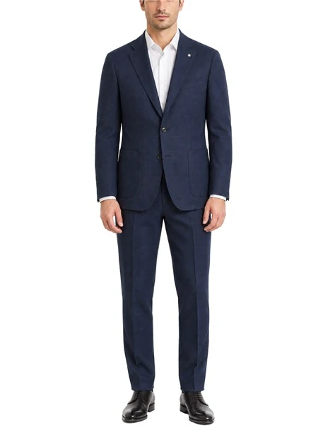 COMPLETO CON GIACCA MONOPETTO IN MICROFANTASIA TONO SU TONNO UOMO BLU