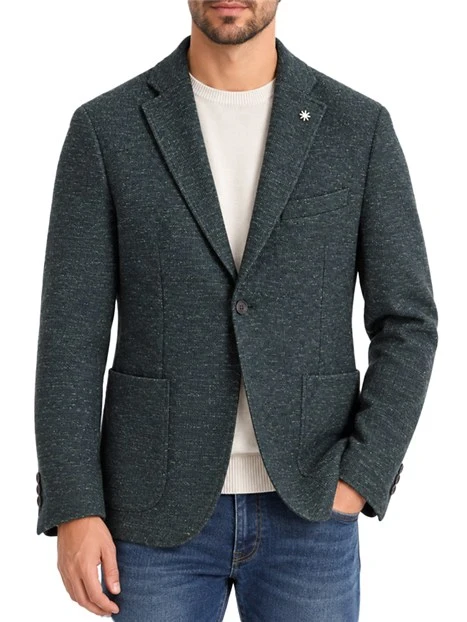 GIACCA MONOPETTO CASUAL CON TESSUTO MATERICO UOMO VERDE