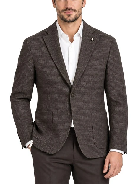 GIACCA SARTORIALE IN MISTO COTONE CON TASCHE APPLICATE UOMO MARRONE