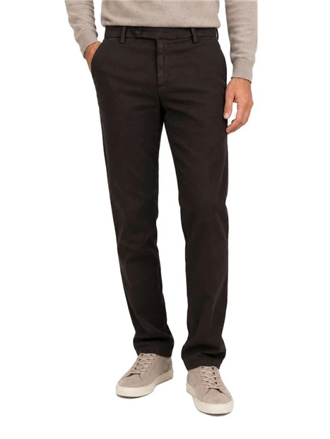 PANTALONI CHINO SARTORIALI CON TASCHE A FILETTO UOMO MARRONE