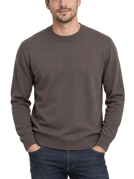 MAGLIA GIROCOLLO IN PURA LANA MERINOS UOMO MARRONE