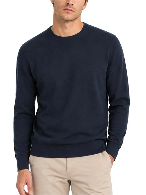 MAGLIA GIROCOLLO IN PURA LANA MERINOS UOMO BLU