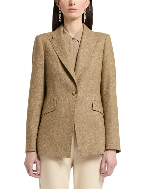 GIACCA CORTA IN TWEED DI MISTO LANA E SETA DONNA BEIGE