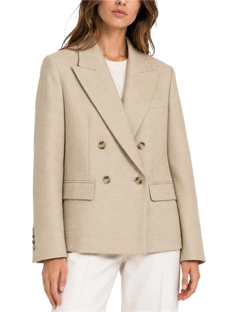 GIACCA DOPPIOPETTO IN PURA LANA VERGINE DONNA BEIGE
